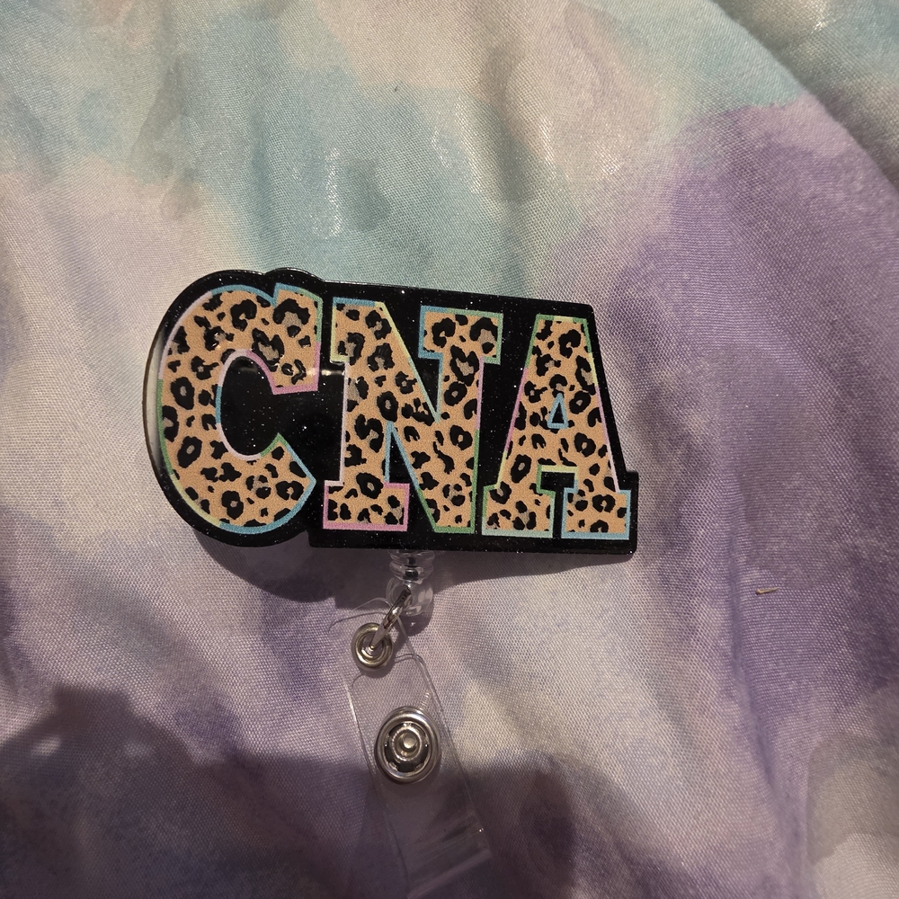 Leopard Print CNA Badge Reel